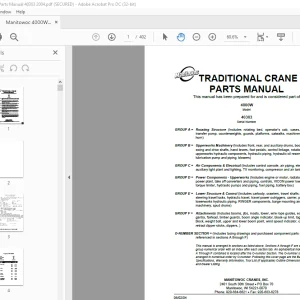 Manitowoc Traditional Crane 4000W Parts Manual SN 40303 - PDF DOWNLOAD
