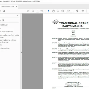 Manitowoc Traditional Crane 4000W Parts Manual SN 40317 PDF