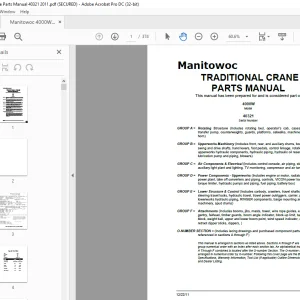 Manitowoc Traditional Crane 4000W Parts Manual SN 40321 - PDF DOWNLOAD
