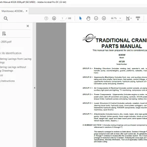 Manitowoc Traditional Crane 4000W Parts Manual SN 40328 PDF