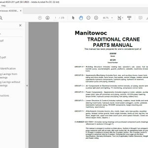 Manitowoc Traditional Crane 4000W Parts Manual SN 40329 - PDF DOWNLOAD