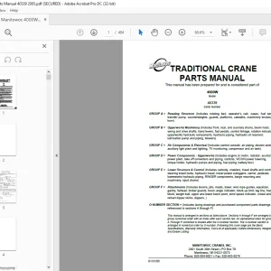 Manitowoc Traditional Crane 4000W Parts Manual SN 40339 - PDF DOWNLOAD