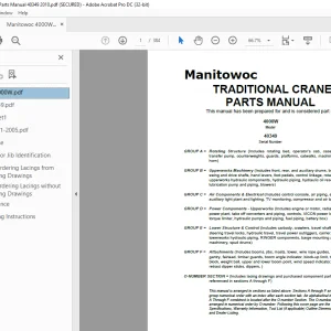 Manitowoc Traditional Crane 4000W Parts Manual SN 40349 - PDF DOWNLOAD