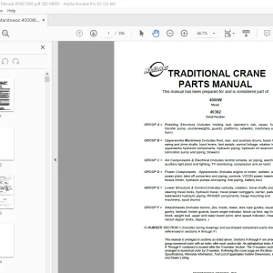 Manitowoc Traditional Crane 4000W Parts Manual SN 40382 - PDF DOWNLOAD