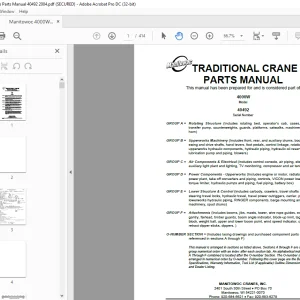 Manitowoc Traditional Crane 4000W Parts Manual SN 40492 - PDF DOWNLOAD