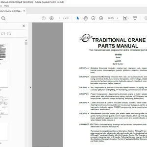 Manitowoc Traditional Crane 4000W Parts Manual SN 40515 - PDF DOWNLOAD