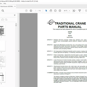 Manitowoc Traditional Crane 4000W Parts Manual SN 40518 - PDF DOWNLOAD