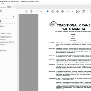 Manitowoc Traditional Crane 4000W Parts Manual SN 40549 - PDF DOWNLOAD