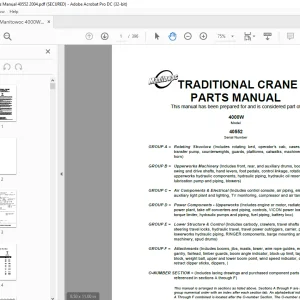 Manitowoc Traditional Crane 4000W Parts Manual SN 40552 - PDF DOWNLOAD
