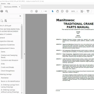 Manitowoc Traditional Crane 4000W Parts Manual SN 40592  PDF