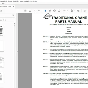 Manitowoc Traditional Crane 4000W Parts Manual SN 40595 - PDF DOWNLOAD