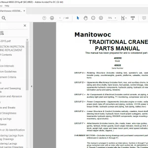 Manitowoc Traditional Crane 4000W Parts Manual SN 40630 - PDF DOWNLOAD