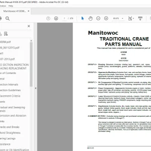 Manitowoc Traditional Crane 4000W Parts Manual SN 41636 - PDF DOWNLOAD