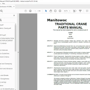 Manitowoc Traditional Crane 4000W Parts Manual SN 41769 - PDF DOWNLOAD