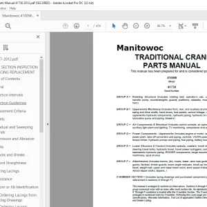 Manitowoc Traditional Crane 4000W Parts Manual SN41730 - PDF DOWNLOAD