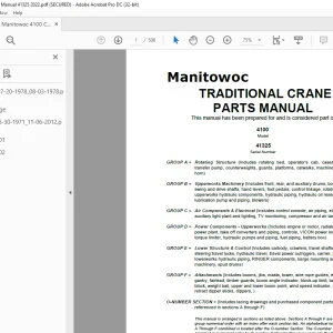 Manitowoc Traditional Crane 4100 Parts Manual SN 41325 - PDF DOWNLOAD