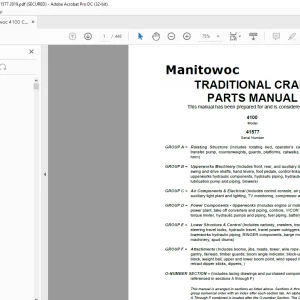 Manitowoc Traditional Crane 4100 Parts Manual SN 41577 - PDF DOWNLOAD