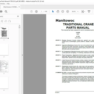 Manitowoc Traditional Crane 4100W Parts Manual 41708 PDF