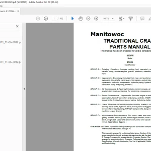 Manitowoc Traditional Crane 4100W Parts Manual SN 41086 - PDF DOWNLOAD