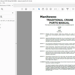 Manitowoc Traditional Crane 4100W Parts Manual SN 41097 - PDF DOWNLOAD