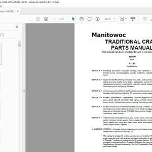Manitowoc Traditional Crane 4100W Parts Manual SN 41146 - PDF DOWNLOAD