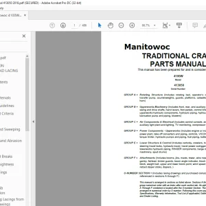 Manitowoc Traditional Crane 4100W Parts Manual SN 413050 - PDF DOWNLOAD