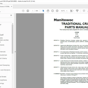 Manitowoc Traditional Crane 4100W Parts Manual SN 41309 - PDF DOWNLOAD