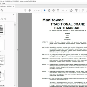 Manitowoc Traditional Crane 4100W Parts Manual SN 41322 - PDF DOWNLOAD