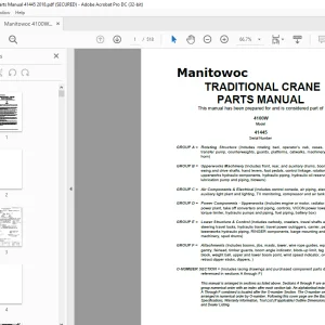 Manitowoc Traditional Crane 4100W Parts Manual SN 41445 - PDF DOWNLOAD