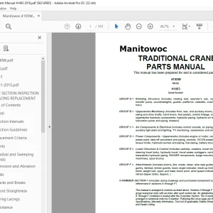 Manitowoc Traditional Crane 4100W Parts Manual SN 41493 - PDF DOWNLOAD