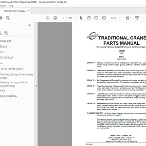 Manitowoc Traditional Crane 4100W Parts Manual SN 41535 - PDF DOWNLOAD