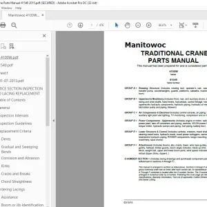Manitowoc Traditional Crane 4100W Parts Manual SN 41540 PDF