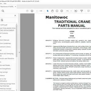 Manitowoc Traditional Crane 4100W Parts Manual SN 41548 - PDF DOWNLOAD
