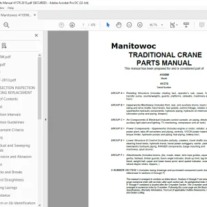 Manitowoc Traditional Crane 4100W Parts Manual SN 41576 PDF