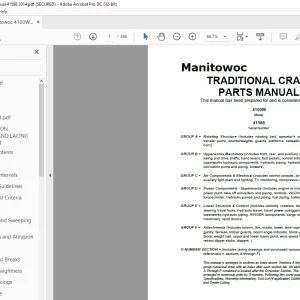 Manitowoc Traditional Crane 4100W Parts Manual SN 41588 - PDF DOWNLOAD