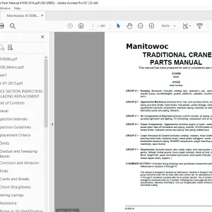 Manitowoc Traditional Crane 4100W Parts Manual SN 41658 -  PDF DOWNLOAD