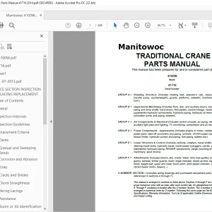Manitowoc Traditional Crane 4100W Parts Manual SN 41716 - PDF DOWNLOAD