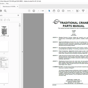 Manitowoc Traditional Crane 4100W Parts Manual SN 41724 - PDF DOWNLOAD