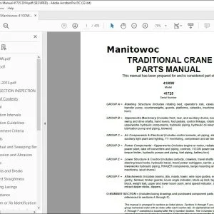Manitowoc Traditional Crane 4100W Parts Manual SN 41725 - PDF DOWNLOAD