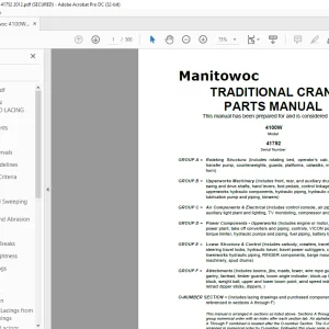Manitowoc Traditional Crane 4100W Parts Manual SN 41752 - PDF DOWNLOAD