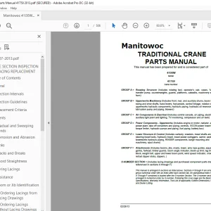 Manitowoc Traditional Crane 4100W Parts Manual SN 41759  - PDF DOWNLOAD