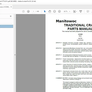 Manitowoc Traditional Crane 4100W Parts Manual SN 41774 - PDF DOWNLOAD