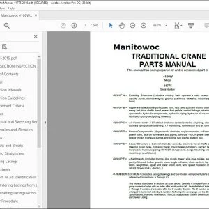 Manitowoc Traditional Crane 4100W Parts Manual SN 41775 - PDF DOWNLOAD