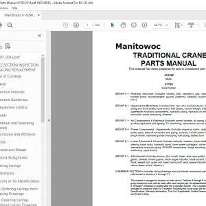 Manitowoc Traditional Crane 4100W Parts Manual SN 41780 - PDF DOWNLOAD