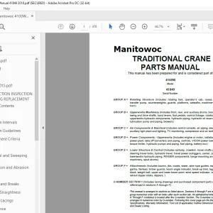 Manitowoc Traditional Crane 4100W Parts Manual SN 41849 - PDF DOWNLOAD