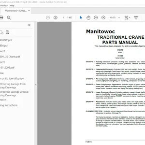 Manitowoc Traditional Crane 4100W Parts Manual SN 41884 - PDF DOWNLOAD