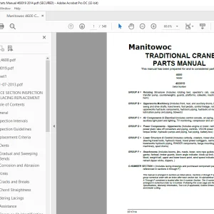 Manitowoc Traditional Crane 4600 Parts Manual SN 460019 PDF