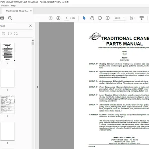 Manitowoc Traditional Crane 4600 Parts Manual SN 46008 - PDF DOWNLOAD