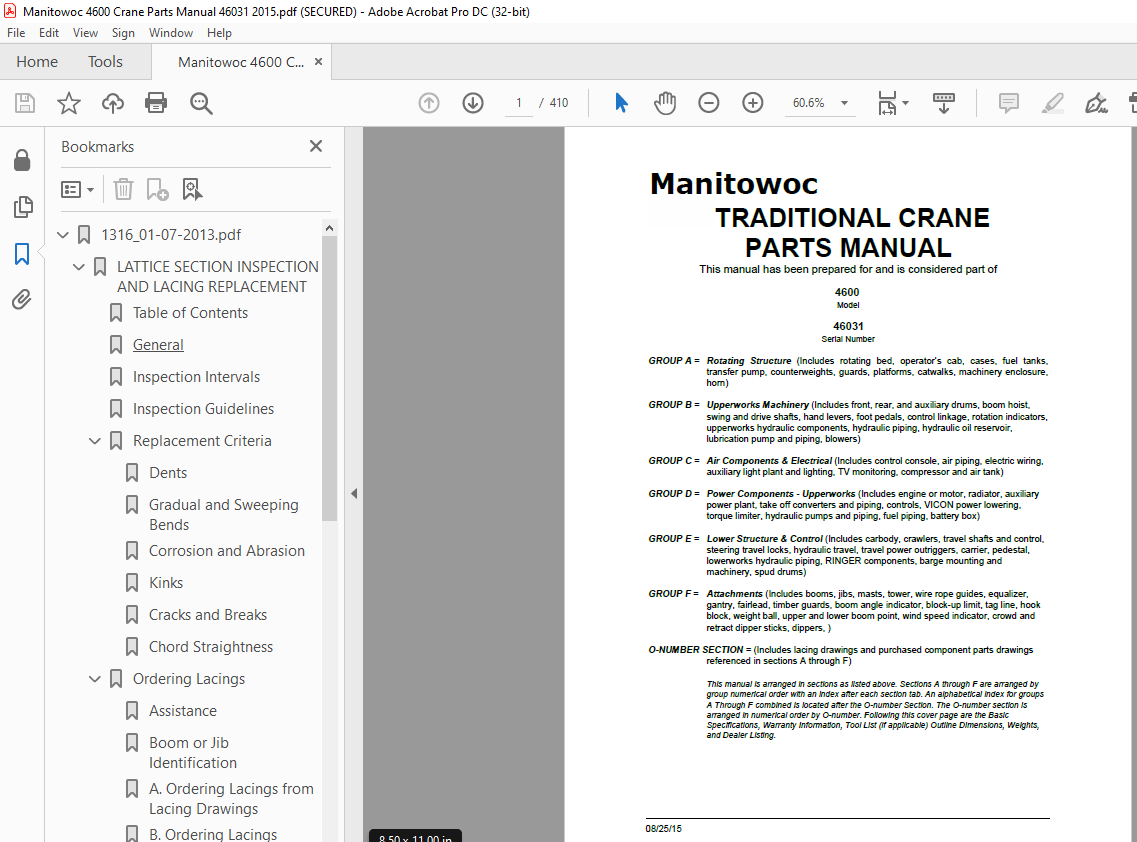 Manitowoc Traditional Crane 4600 Parts Manual SN 46031 - PDF DOWNLOAD ...