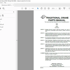 Manitowoc Traditional Crane 4600 Parts Manual SN 46047 PDF